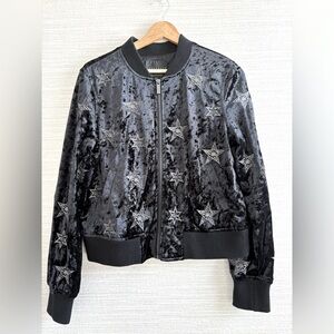 Sanctuary Crushed Velvet  Star Bomber Jacket